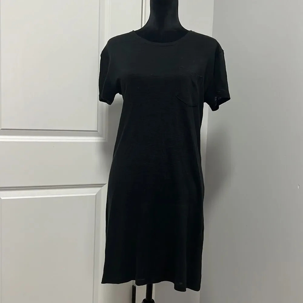 EVERLANE Womens Short Sleeved Round Neck Knee Length T Shirt Dress Black size S